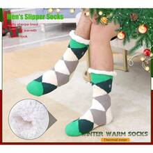 TendenciaBSTcentelha Calcetines para hombre con forro polar cálido, suela antideslizante, calcetines de Navidad para inviernoCalidad premium - Rombo a - Ver 3