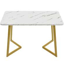 Rectangular Dining Table And Chairs Set Of 117 Cm With 4 Chairs, Modern Style, Dark Grey Velvet Chairs, Gold Table Legs. - Grey - View 8