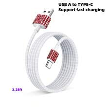 1pc Sparkling Rhinestone Car Charger, Fast Charging USB A/C Type Car Phone Charger, Diamond Adapter, Compatible With 3-In-1 Fast Charging For Car, Retractable Data Cable, Supports Phones, Dashcams, GPS And More, Handmade, Ideal Gift For Men And Women On Holidays/Birthdays - Multicolor - View 70