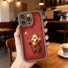 Cubierta de teléfono con diseño de dios de la fortuna roja para iPhone 14 Pro Max funda protectora con estampado de dios chino de la riqueza ideal para celebraciones festivas y uso diario Aplicable a los teléfonos de la serie Apple y Galaxy - Negro - Ver 4