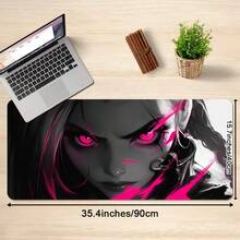 1个动漫眼睛游戏鼠标垫，大号桌面垫，粉色加长键盘鼠标垫，游戏鼠标垫，带防滑底座和缝边，适用于办公桌、家庭办公室。 - 彩色 - 查看 7