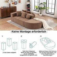 Fully Compressed Boneless Sofa, Living Room/Bedroom With Segmented Cloud Sofa, Modern Modular Sofa, No Assembly Required, Comfortable, Skin-Friendly Chenille Fabric