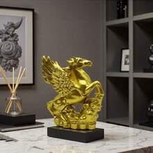 1pc Resin Three Horses Statue Decor, Feng Shui Wealth Figurine For Home, Entryway, Wine Cabinet, Office Desk