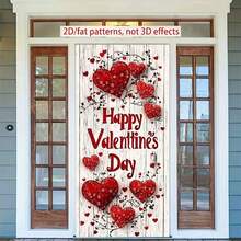 1 pieza Cubierta de puerta plana 2D Día de San Valentín, Decoración de poliéster con tema de corazón, sin necesidad de electricidad, diseño de celebración versátil para uso en interiores y exteriores - Multicolor - Ver 10