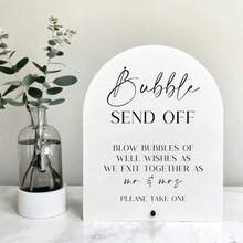 1pc Bubble Send Off Acrylic Sign, Bubble Send Off Sign, Bubble Send Off, Wedding Send Off Sign, Wedding Bubbles Sign For The New Mr And Mrs Acrylic Wedding Sign, Arch Bubble Exit Favors Newlywed Sendoff Signage,Wedding Signs,Wedding Decorations - Multicolor - View 4