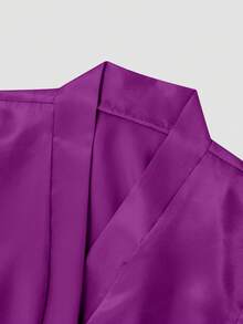 Tween Girl Crossover Short Sleeve Casual Loungewear Purple Robe - Purple - View 8