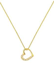 925纯银镂空心形镶嵌立方氧化锆项链，优雅可爱，适合女性和女孩日常佩戴，通勤、休闲、旅行、派对、收藏、生日和节日礼物皆宜，配有精美礼盒 - 彩色 - 查看 13