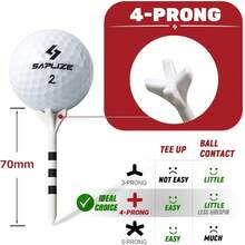 Tees de Madera para Golf, Tees de Golf, Tees de Golf de plástico Blanco De Alta Calidad Paquete A Granel 50 Piezas, Golf Ball Tees, Tees De Golf Profesionales, 2 3/4 Pulgadas (70 mm) - Blanco - Ver 8