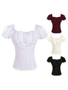 Cosplay Clothing - Black Off-shoulder Blouse - View 3