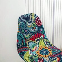 Printed Eames Chair Cover, Irregular Shaped Seashell Chair Slipcover, Washable For Home, Restaurant - Paisley - View 5
