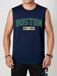 男士时尚无袖上衣，适合夏季穿着 - 藏蓝色 - 查看 3