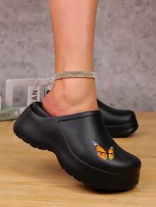 Plus Size Women's Chef Mule Shoes, Fashionable Thick-Sole Breathable Clogs, Casual Kitchen Work Shoes For Outdoor Semi-Formal Occasions - Versatile Casual & Professional Shoes For Female Food Service Workers, Designed For Nurses And Medical Staff, Lightweight, Available In Multiple Stylish & Comfortable Colors - Black - View 3