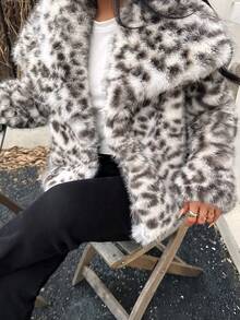 Seelio Autumn/Winter New Women's Fashion European & American Style Animal Print Faux Fur Jacket - Multicolor - View 7