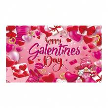 1pc Valentine's Day Party Decoration Flag, Happy Galentine's Day Themed Valentine's Photography Backdrop Flag, Heart Pattern Romantic Valentine's Decor, Durable Polyester Material, Holiday Background, Love Theme, Theme Party, Long-Lasting Sturdy Material, High-Quality Fabric, Decorative Banner, Celebration Banner, Party Organizer - Multicolor - View 5