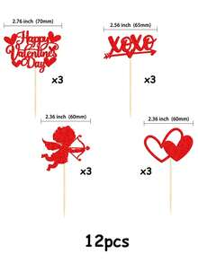 12 que tăm hình thần tình yêu Red Cupid dùng để trang trí tiệc Valentine, đám cưới, kỷ niệm ngày cưới - Đỏ - Xem 3