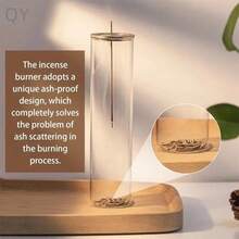 【升级防灰】玻璃香炉，带可拆卸接灰盘，无烟香炉，适用于家庭、办公室、瑜伽馆、装饰、冥想、放松，创意桌面配件（禅意设计，无烟香炉，ins风，北欧极简主义，香道用品） - 彩色 - 查看 5