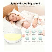 1 pieza Máquina de ruido blanco, Máquina de luz y música para dormir, Máquina de sonido portátil para bebé y adultos, Luz nocturna LED con brillo ajustable, Características de batería potente de 1200mAh, Temporizador de 3 velocidades, 21 sonidos relajantes, Cancelación de ruido para oficina y dormir, Alimentación nocturna, Terapia de sonido para el hogar, Viajes, Registro, Regalos de cumpleaños y festividades - Blanco - Ver 6