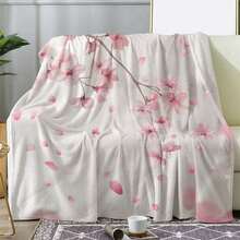 Ultra-Soft Pink Flannel Tapestry With Peach Blossom Design For Room Decoration And Wall Decor- A Cozy Blanket And Wall Hanging For Friends To Enhance Home Aesthetic With Artistic Style And Warmth, Digital Printing 280gsm, Cherry Blossom Flannel Blanket,  Plum Blossom Plush Blanket- Cozy Winter Gift, Valentine'S Day Gift - 多色5 - 查看 2