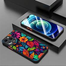 A Case With A Vibrant Tropical Floral Print, Compatible With IPhone 16, 15, 14 Pro Max, 13, 12, 11, XR, And XS Plus. Made Of TPU Silicone, It Offers Protection Against Bumps And Drops, As Well As A Great Feel. It's The Perfect Gift For Family, Friends, And Loved Ones. - Black - View 4