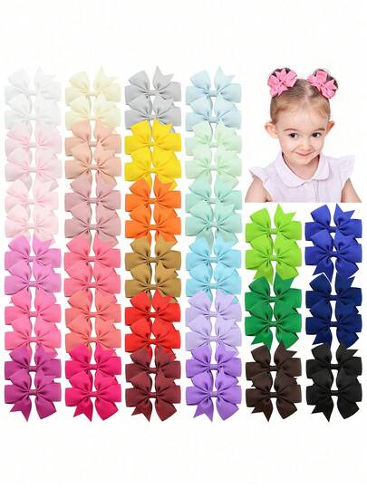 bilicaca 12/36/60/84件可爱蝴蝶形发夹，适合儿童，彩色发饰，四季涤纶蝴蝶发夹，多色搭配任何风格，适合日常休闲穿着、节日、派对，是送给女孩的理想礼物，颜色随机