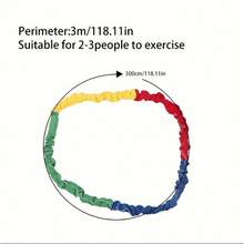 1根可调节长度（118.11-196.85英寸）帆布拔河绳，双芯加厚设计，适用于团体聚会、团队建设活动、室内外运动 - 无需电池，亮黄色配红/蓝/白条纹，经久耐用且便于携带，适用于拔河比赛、拔河配件、室内运动器材，趣味设计，结构坚固