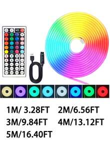 16-100ft Neon LED Light Strip, Suitable For Room Decoration, RGB LED Light Strip With Remote Control, Outdoor Use, Flexible Neon Rope Light, Suitable For Bedroom Decoration, Living Room, Gaming, Halloween Party Decoration - 彩色 - 查看 10