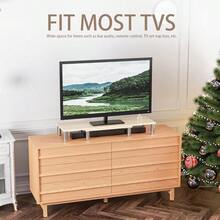 Dual Monitor Riser - Adjustable Length And Angle Wooden Stand For 2 Monitors With Storage - Oak - View 8