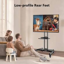 TV Stand Height Adjustable Trolley 32'' -75Inch TV Screen Size, Steel Floor Monitor Stand With Wheels, Mobi... - B0091MEPSG - View 2