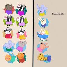 12个小猪佩奇冰箱贴 可爱卡通冰箱贴 个性化装饰冰箱贴 礼品 - 彩色 - 查看 5