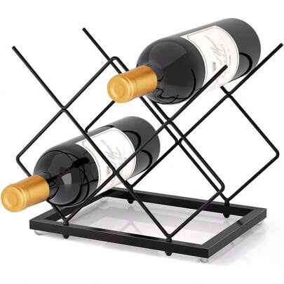 Urban Deco 5Bottle Wine Rack Industrial Metal Storage Shelf No Assembly SpaceSaving Design For Kitchen Countertop Coffee Bar Pantry Black 5 Bottles