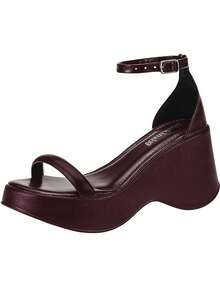 Women's Platform Wedge Sandal With Shekinah Heel, Elegant, Comfortable, Modern, Soft, Fashionable, Casual, PVC, Buckle, Party 2025 - Gỗ đỏ - Xem 9