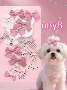 4/8pcs Pet Bow Hair Clips Set, Dog Hair Accessories, Cat Hair Clips, Cute Bow French Bulldog Cat Hair Decor, Holiday Decoration (Random Colors)