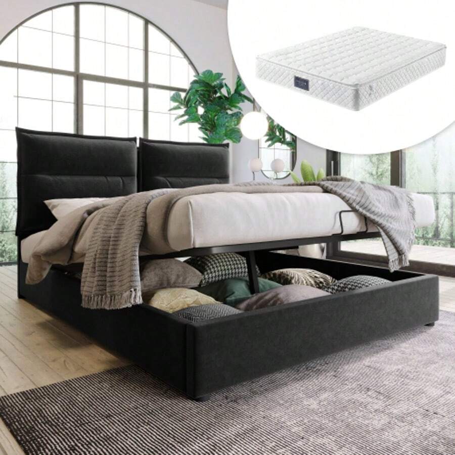 Bed Frames - Black + Wood + Stainless Steel - View 1