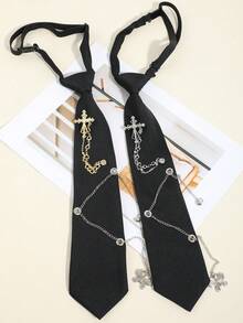 1件男女通用十字架和心形水钻装饰项链吊坠，适合街头、摇滚音乐会、万圣节派对、暗黑主题派对、摄影等场合。 - A - 查看 10