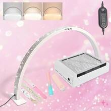 Half Moon Nail Desk Lamp 29'' Adjustable Half Moon Light For Nail Desk Lash Light For Eyelash Extensions With 3 Color Temperature 3000k-6000k For Manicure Lash Tattoo Skincare White - trắng - Xem 2