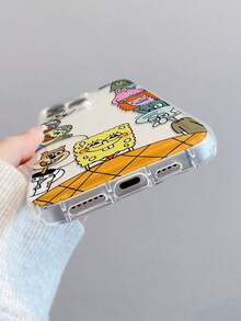 1pc Creative Spongebob Squarepants Octopus & Ugly Fish Pattern Shock-Proof Breathable Phone Case Cover Suitable For Samsung/Apple 17/16/15/14/13/12/11 Pro Max/12 Pro/14 Plus And Other Models - Multicolor - View 4