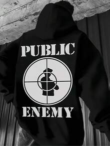 100% poliéster, artículo de 260g de manga larga, sudadera con capucha de moda para hombres con diseño de letras inspiradoras, diseño de cordón y bolsillo canguro. Ropa casual cómoda adecuada para las temporadas de otoño e invierno, lavable a máquina, adecuada para todas las estaciones, hecha con materiales de alta calidad. - Negro - Ver 6