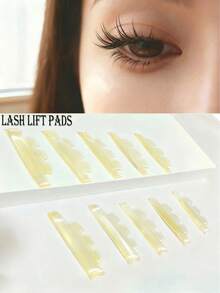 10片/套，5种尺寸果冻睫毛提升贴 - 自粘硅胶C型卷翘贴，无需胶水即可提升睫毛，适合在家DIY睫毛烫发和沙龙美睫。 - 黃色 - 查看 1