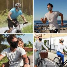 1个防风防尘超薄口罩，可重复使用，适用于骑行、摩托车、跑步等运动，男士摩托车口罩，跑步口罩，户外运动装备，透气设计，可调节绑带，吸湿排汗面料，透气防护口罩，适合骑行运动和跑步运动专业人士。 - 彩色 - 查看 5