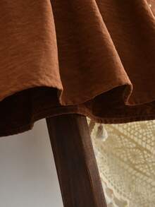 Váy dài tay nơ xinh xắn cho bé gái mùa thu thời trang thường ngày quần áo mùa xuân cho bé gái - Màu Khaki - Xem 8