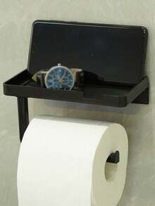 Easy-Install Double-Layer Bathroom Tissue Holder - No-Drill, Wall-Mounted Toilet Paper Dispenser With Storage Shelf Bathroom Accessories Bathroom Tools - Multicolor - View 9