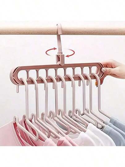 1pc Wonder Hanger Max Space-Saving Hanger Reinforced Hook 360° Rotation Stackable Hanger University Dormitory & Locker Organiser Fully Assembled - Grey
