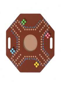 二合一跳棋和扑克牌游戏套装，适合家庭聚会多人娱乐竞技，14岁以上青少年适用，可作为圣诞节或生日礼物。 - 棕色 - 查看 5