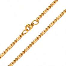 Fashionable New Stainless Steel Square Pearl Chain Men's Necklace  Hip-Hop Titanium Steel Jewelry Accessories With Chain Rings Interlocked Necklace Accessories - Vàng - Xem 4