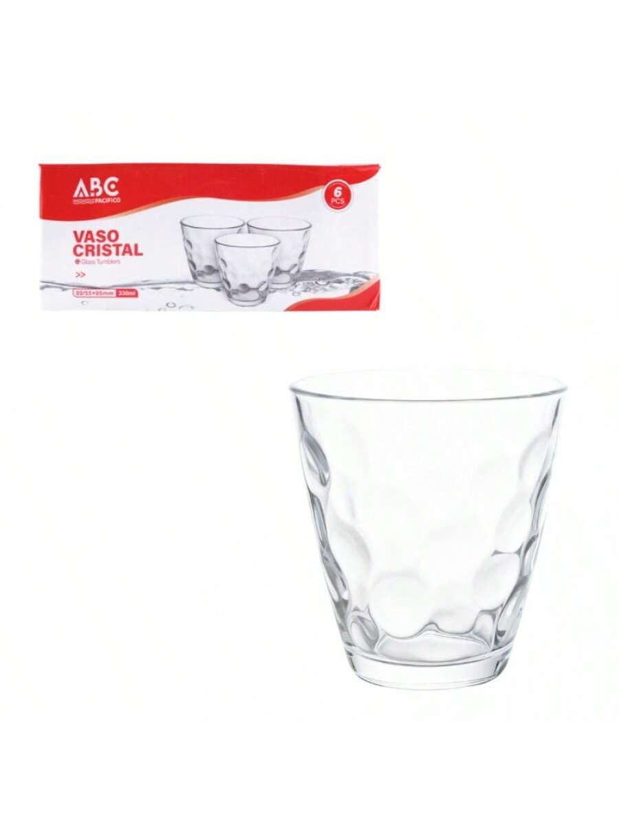 Vasos de vidrio de 330 ml, 6 unidades
