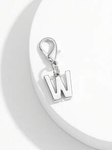 1pc Fashionable Minimalist 26 Small English Letter Shape Smooth Metal Keychain, Suitable For Women Car Key, Bag Decoration And Gift - Silver - View 35