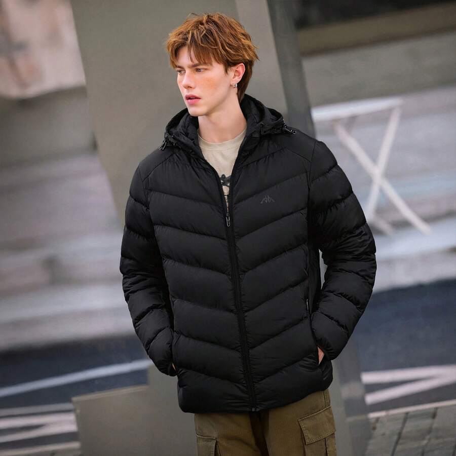 Kappa Back-To-Back Unisex Sports Down Jacket, 85% Duck Down Coat - Black - View 1