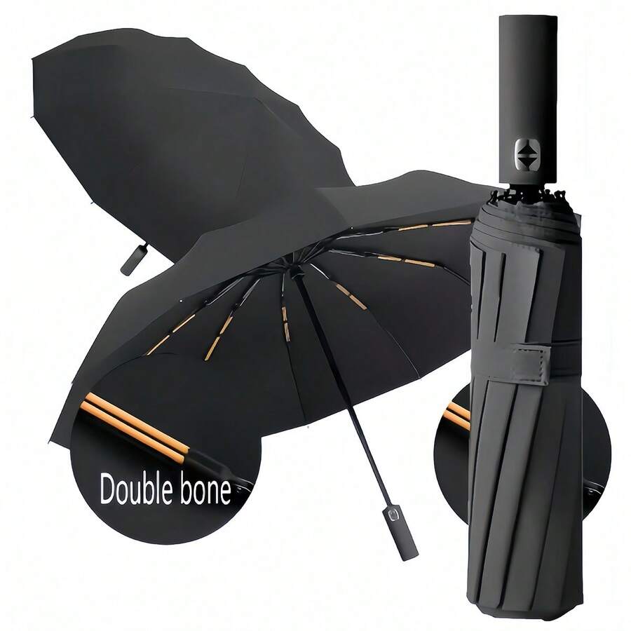 1pc Extra Large Umbrella, Double Person Size, Thickened & Reinforced, Unisex Windproof & Rainproof Folding Sunshade Umbrella,Outdoor,Garden,Travel Essentials,Portable Essentials - Multicolor - View 1