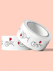 500pcs/Roll 20mm Cartoon Cute Sticker Roll Love Labels For Wedding Holiday Gift Decoration Envelope Sealing Stickers Scrapbooking,Christmas., For Mother's Day , Bridesmaid Gifts , Graduation Gifts , Birthday Gifts,Wedding Gifts,Birthday,Bride,Wedding - Multicolor - View 2