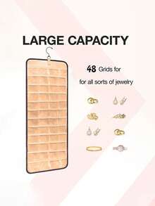 Large Capacity Jewelry Organizer Hanging Bag - Double-Sided Wall-Mounted Closet Storage With Hooks For Earrings/Necklaces/Rings | Dustproof Premium Polyester Door Organizer (Black Valentine's Gift Idea) Hanging Jewelry Organizer, Necklace Holder  Earrings Rings Hanger With Pockets Hang On Closet, Wall, Door,1 Piece, Extra Large Black - 彩色 - 查看 4